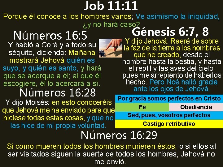 Job 11: 11 Porque él conoce a los hombres vanos; Ve asimismo la iniquidad,