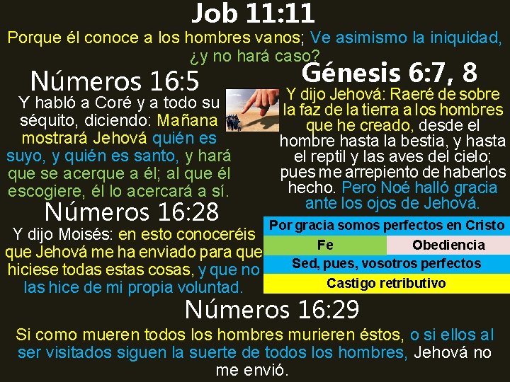 Job 11: 11 Porque él conoce a los hombres vanos; Ve asimismo la iniquidad,