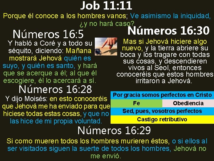 Job 11: 11 Porque él conoce a los hombres vanos; Ve asimismo la iniquidad,