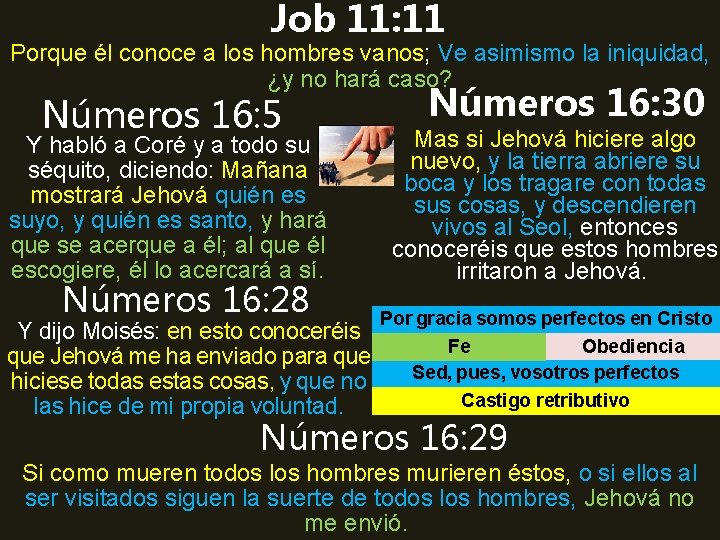 Job 11: 11 Porque él conoce a los hombres vanos; Ve asimismo la iniquidad,