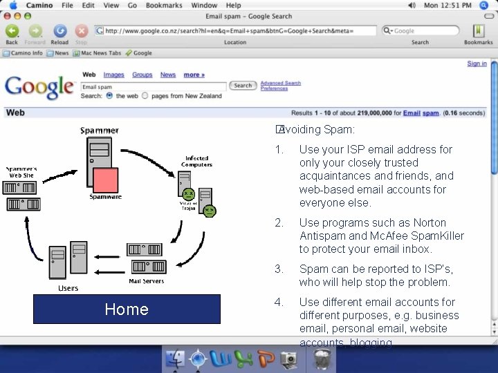 � Avoiding Spam: Home 1. Use your ISP email address for only your closely