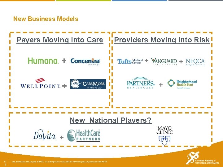 New Business Models Payers Moving Into Care + Providers Moving Into Risk + +