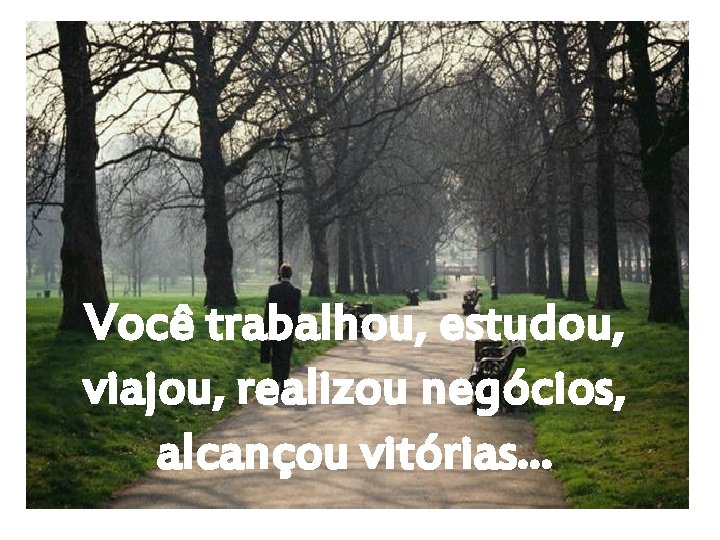 Você trabalhou, estudou, viajou, realizou negócios, alcançou vitórias. . . 