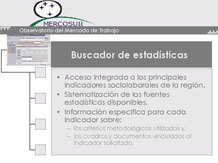 Observatorio del Mercado de Trabajo Buscador de estadísticas • Acceso integrado a los principales