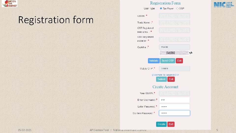 Registration form 25 -02 -2021 API Sanbox Tool : : National Informatics Centre 5