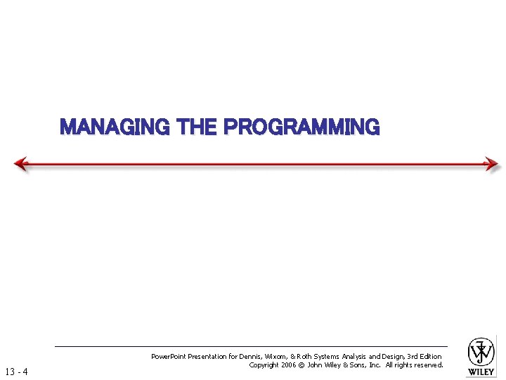 MANAGING THE PROGRAMMING 13 - 4 Power. Point Presentation for Dennis, Wixom, & Roth