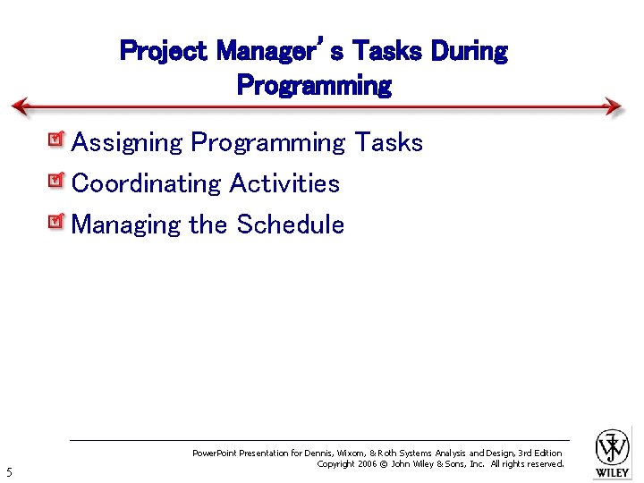 Project Manager’s Tasks During Programming Assigning Programming Tasks Coordinating Activities Managing the Schedule 5