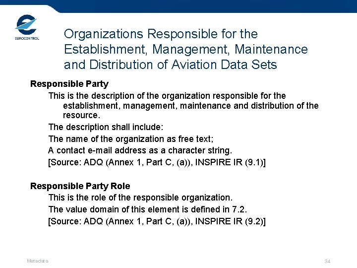 Organizations Responsible for the Establishment, Management, Maintenance and Distribution of Aviation Data Sets Responsible