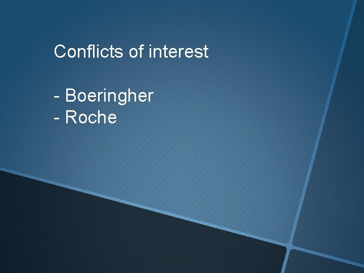 Conflicts of interest - Boeringher - Roche 