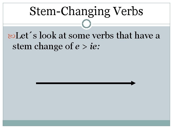 Stem-Changing Verbs Let´s look at some verbs that have a stem change of e
