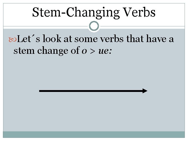 Stem-Changing Verbs Let´s look at some verbs that have a stem change of o