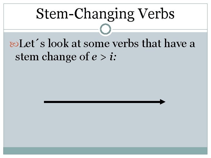 Stem-Changing Verbs Let´s look at some verbs that have a stem change of e