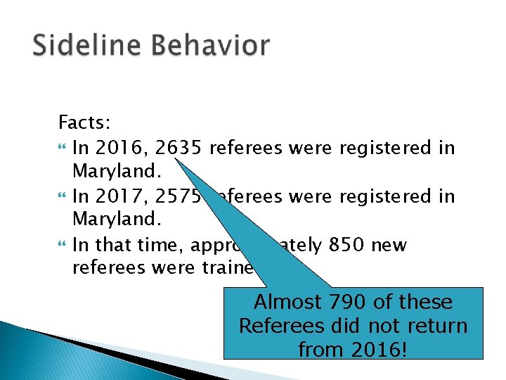 Facts: In 2016, 2635 referees were registered in Maryland. In 2017, 2575 referees were