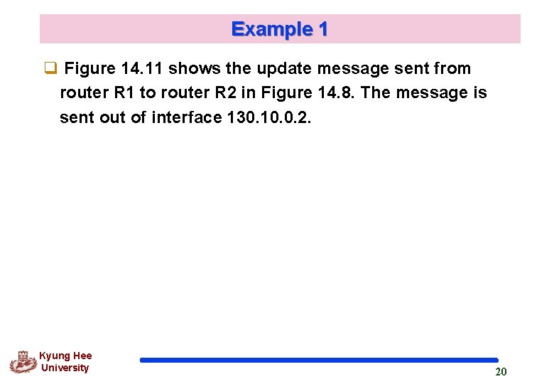 Example 1 q Figure 14. 11 shows the update message sent from router R