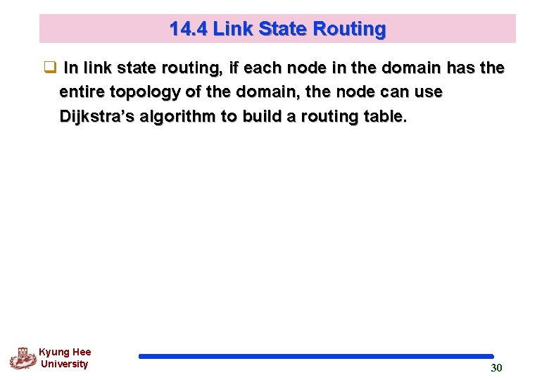 14. 4 Link State Routing q In link state routing, if each node in