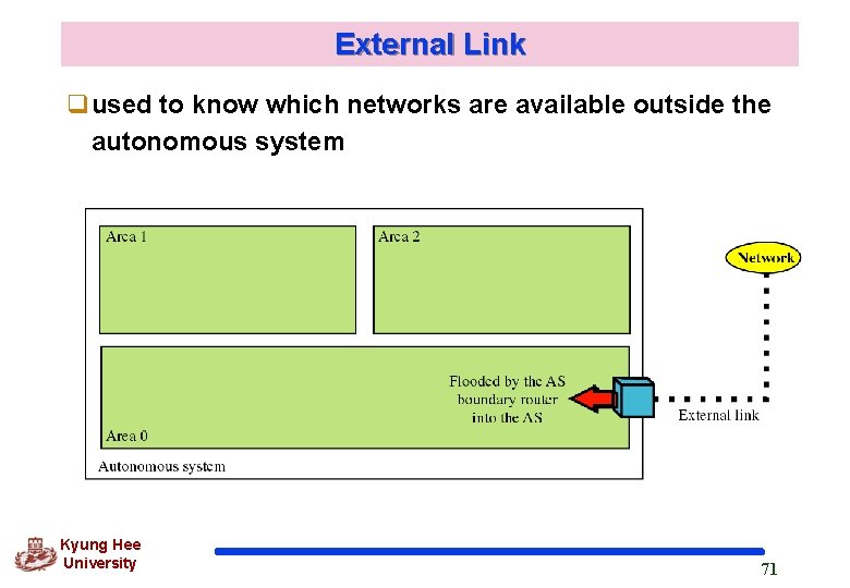 External Link qused to know which networks are available outside the autonomous system Kyung