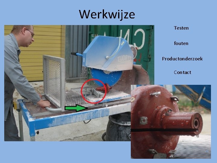 Werkwijze Testen fouten Productonderzoek Contact 