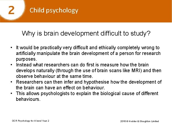 Child psychology Why is brain development difficult to study? • It would be practically