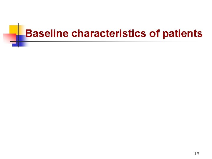 Baseline characteristics of patients 13 
