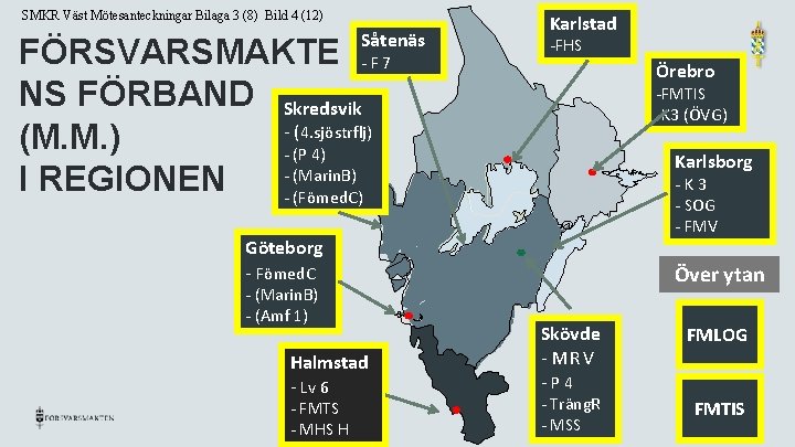 SMKR Väst Mötesanteckningar Bilaga 3 (8) Bild 4 (12) Såtenäs FÖRSVARSMAKTE - F 7