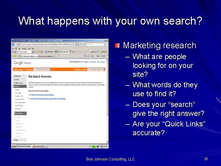 What happens with your own search? Marketing research – What are people looking for