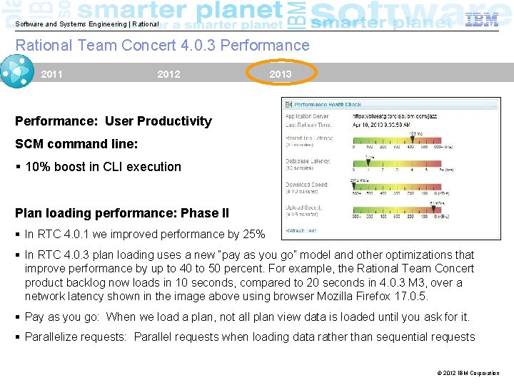 Software and Systems Engineering | Rational Team Concert 4. 0. 3 Performance 2011 2012