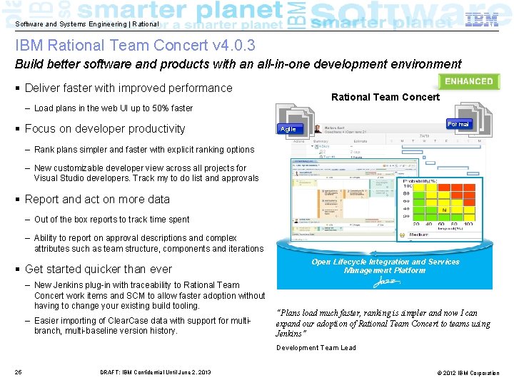 Software and Systems Engineering | Rational IBM Rational Team Concert v 4. 0. 3