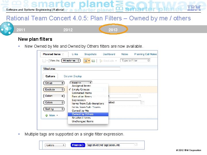 Software and Systems Engineering | Rational Team Concert 4. 0. 5: Plan Filters –