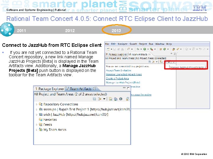 Software and Systems Engineering | Rational Team Concert 4. 0. 5: Connect RTC Eclipse