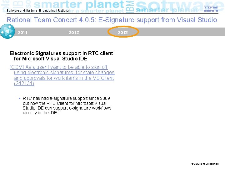 Software and Systems Engineering | Rational Team Concert 4. 0. 5: E-Signature support from