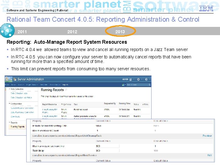 Software and Systems Engineering | Rational Team Concert 4. 0. 5: Reporting Administration &