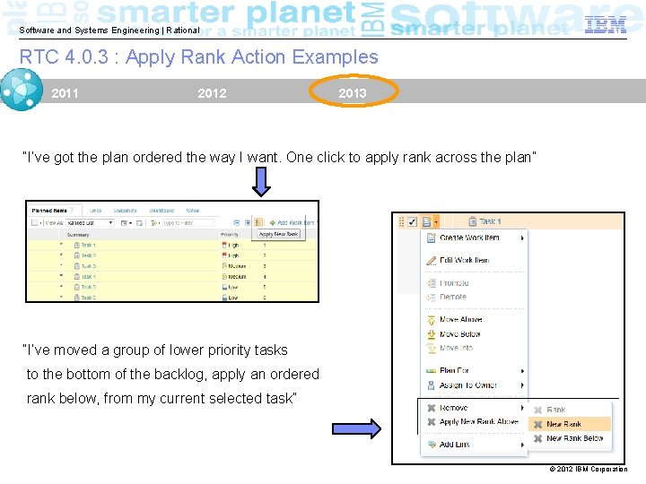 Software and Systems Engineering | Rational RTC 4. 0. 3 : Apply Rank Action