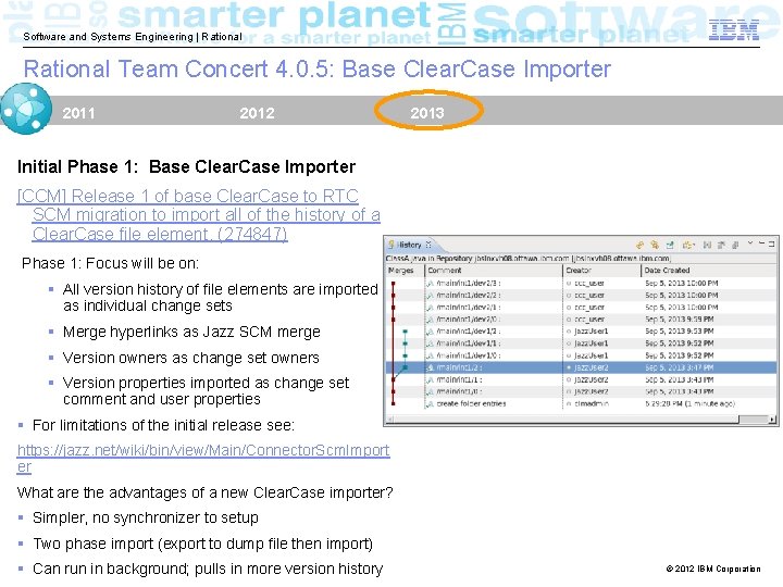 Software and Systems Engineering | Rational Team Concert 4. 0. 5: Base Clear. Case