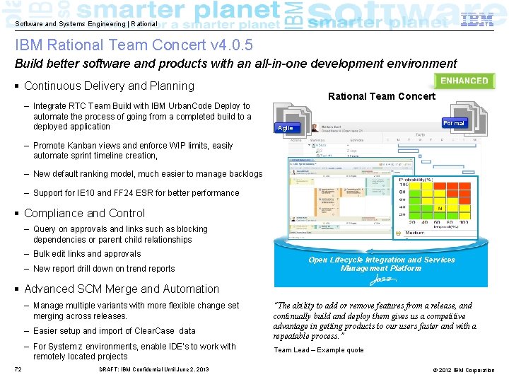 Software and Systems Engineering | Rational IBM Rational Team Concert v 4. 0. 5