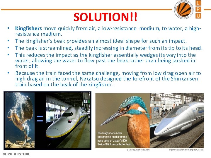 SOLUTION!! • Kingfishers move quickly from air, a low-resistance medium, to water, a highresistance