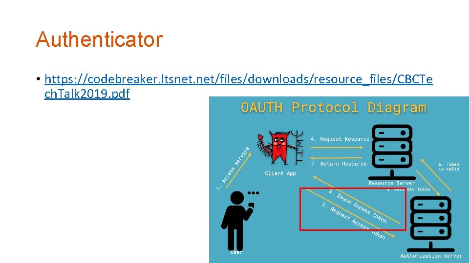 Authenticator • https: //codebreaker. ltsnet. net/files/downloads/resource_files/CBCTe ch. Talk 2019. pdf 