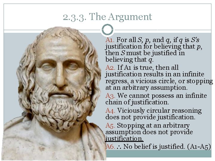 2. 3. 3. The Argument A 1. For all S, p, and q, if