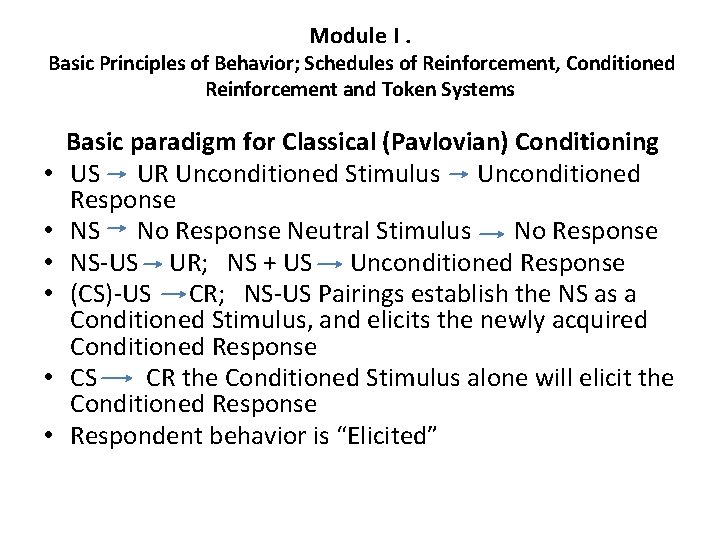 Module I. Basic Principles of Behavior; Schedules of Reinforcement, Conditioned Reinforcement and Token Systems