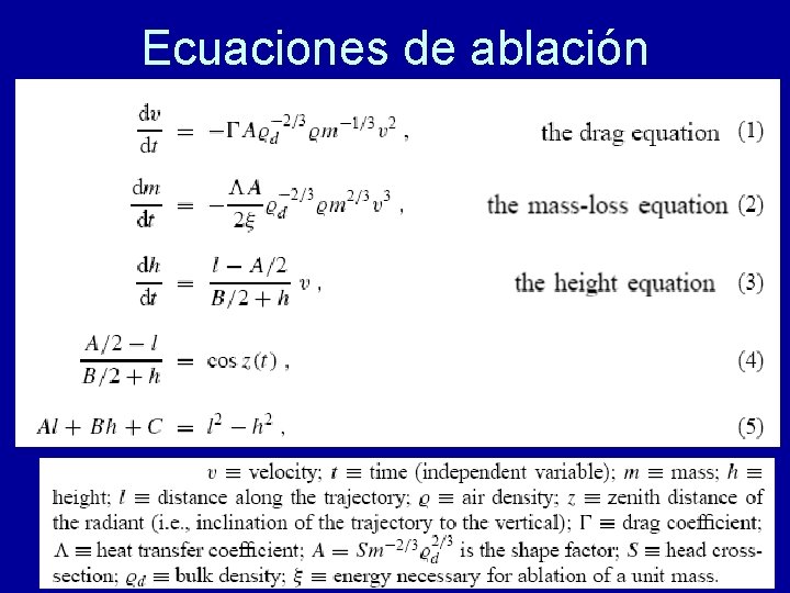 Ecuaciones de ablación 