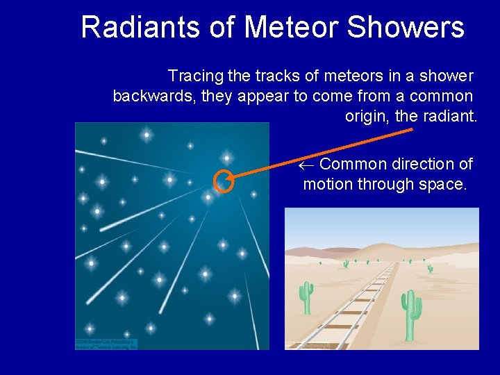 Radiants of Meteor Showers Tracing the tracks of meteors in a shower backwards, they