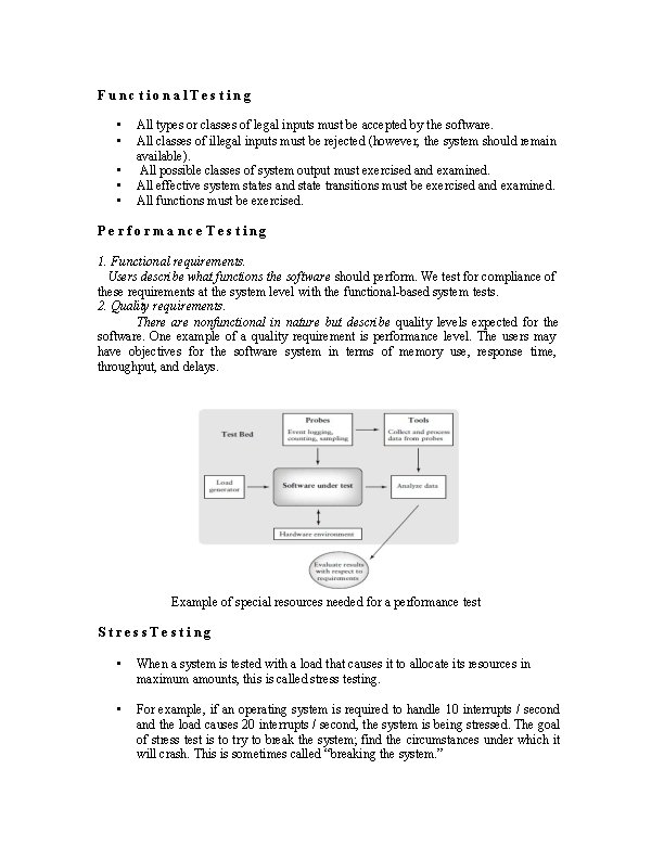 Functional. Testing • • • All types or classes of legal inputs must be