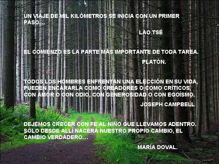 UN VIAJE DE MIL KILÓMETROS SE INICIA CON UN PRIMER PASO… LAO TSÉ EL