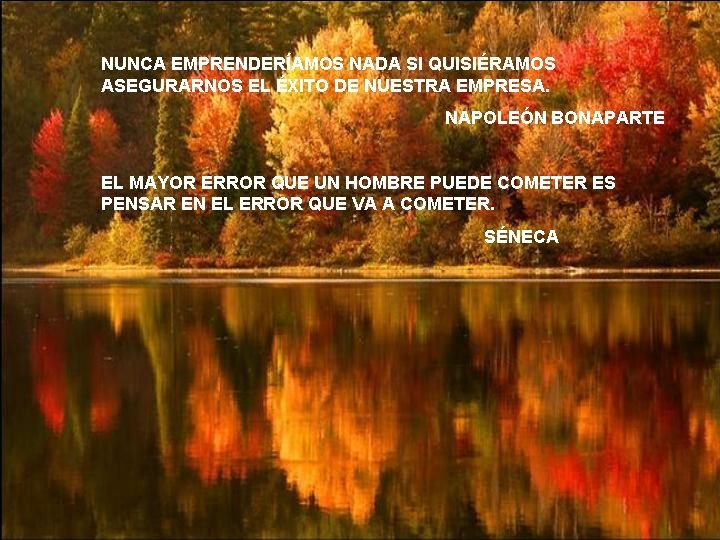 NUNCA EMPRENDERÍAMOS NADA SI QUISIÉRAMOS ASEGURARNOS EL ÉXITO DE NUESTRA EMPRESA. NAPOLEÓN BONAPARTE EL