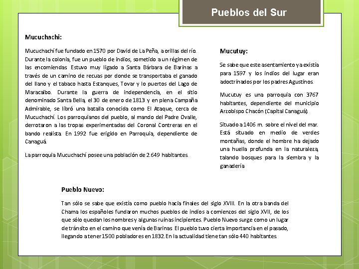 Pueblos del Sur Mucuchachi: Mucuchachí fue fundado en 1570 por David de La Peña,