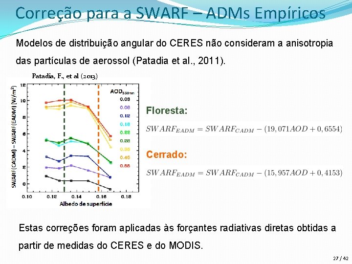 Correção para a SWARF – ADMs Empíricos Modelos de distribuição angular do CERES não