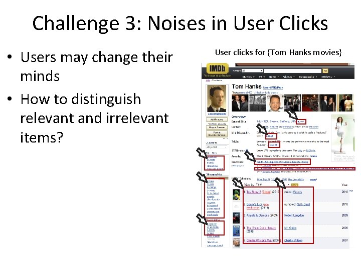 Challenge 3: Noises in User Clicks • Users may change their minds • How