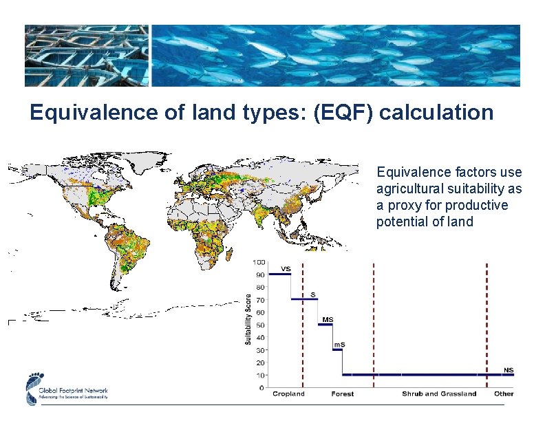 Equivalence of land types: (EQF) calculation Equivalence factors use agricultural suitability as a proxy