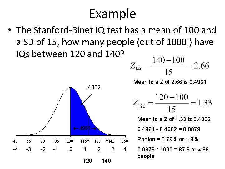 Example • The Stanford-Binet IQ test has a mean of 100 and a SD