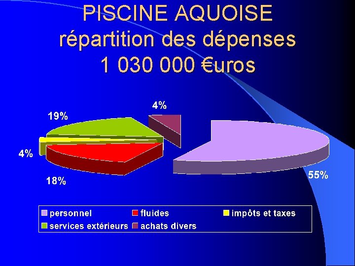 PISCINE AQUOISE répartition des dépenses 1 030 000 €uros 