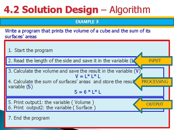 4. 2 Solution Design – Algorithm EXAMPLE 3 Write a program that prints the